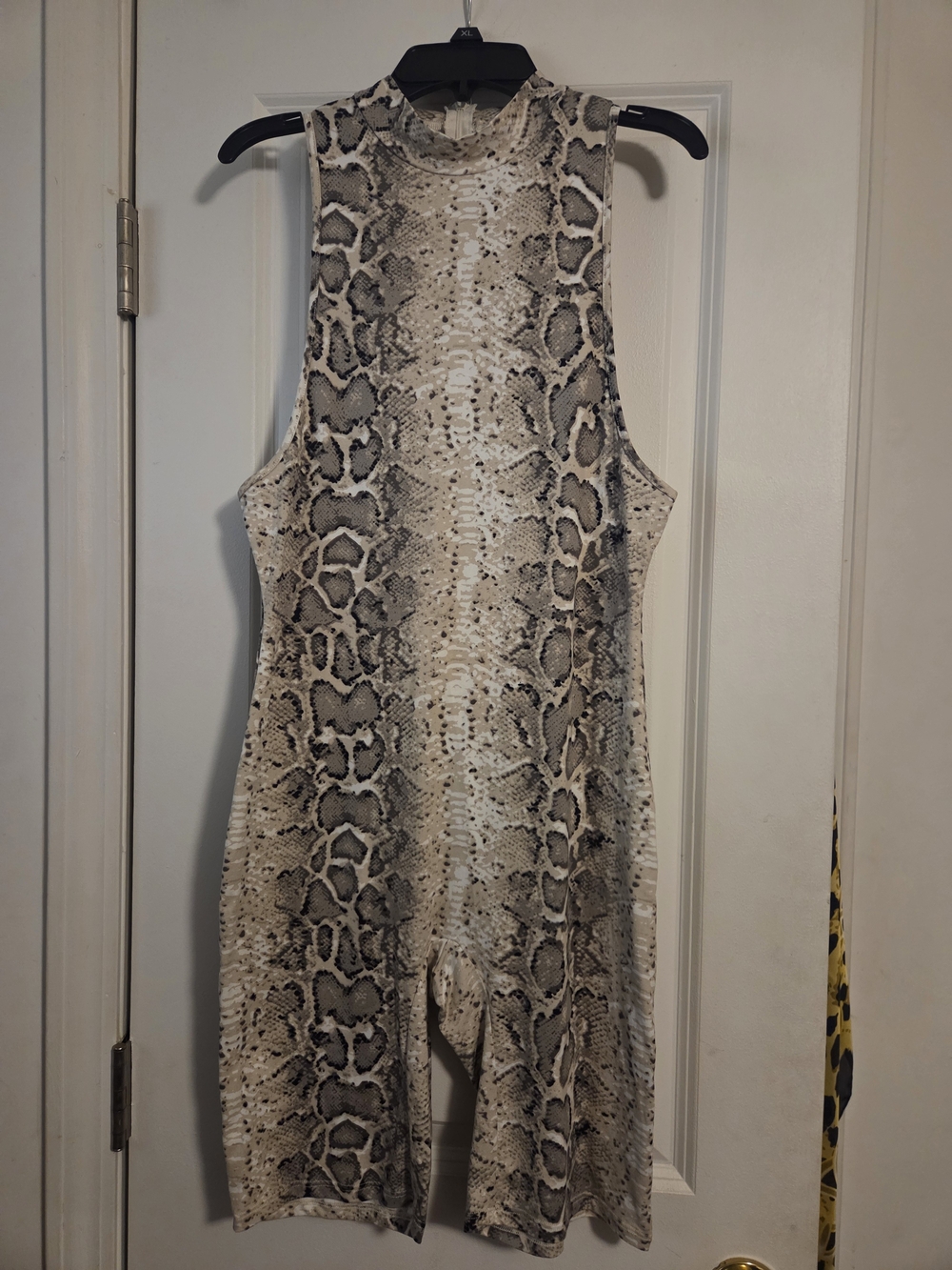 Fashion Nova Sleeveless Snake Print Romper - Neutral Tones